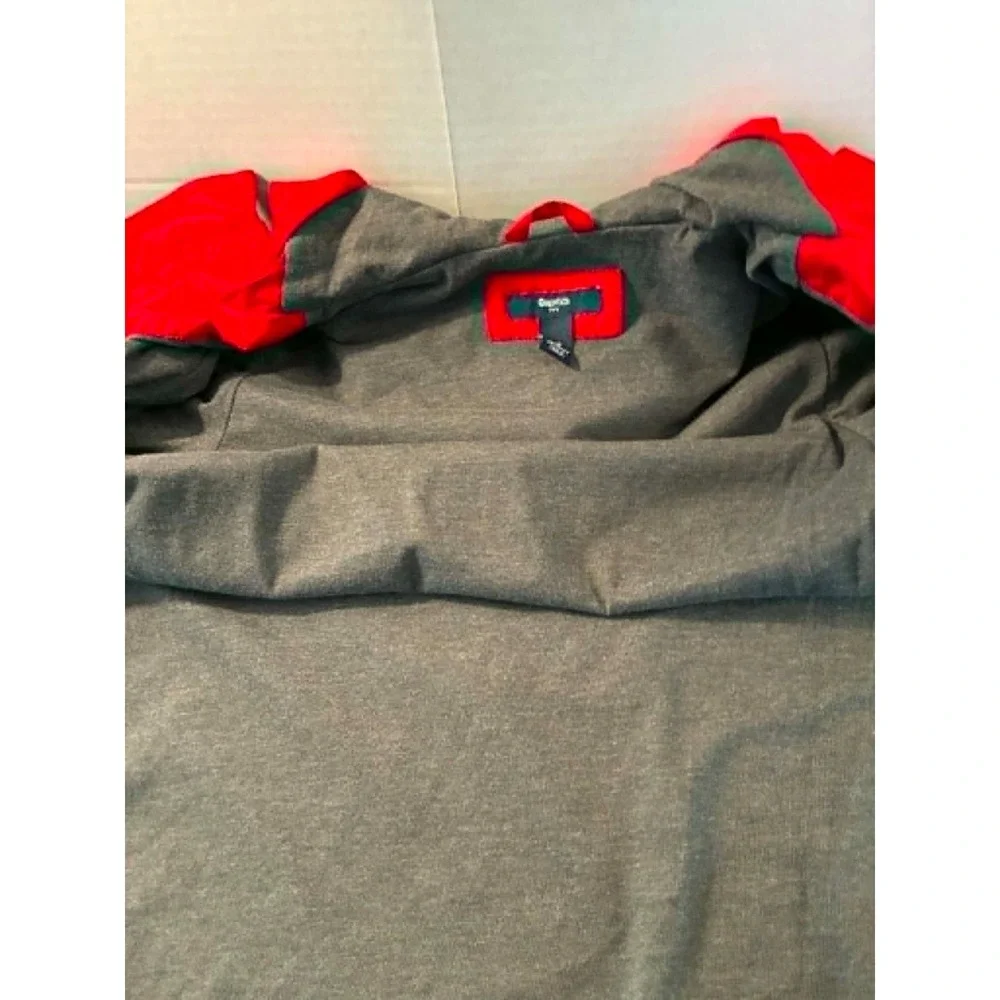Gap Kids Boys M 8-9 Red Gray Hooded Windbreaker Jacket Full Zip Lightweight